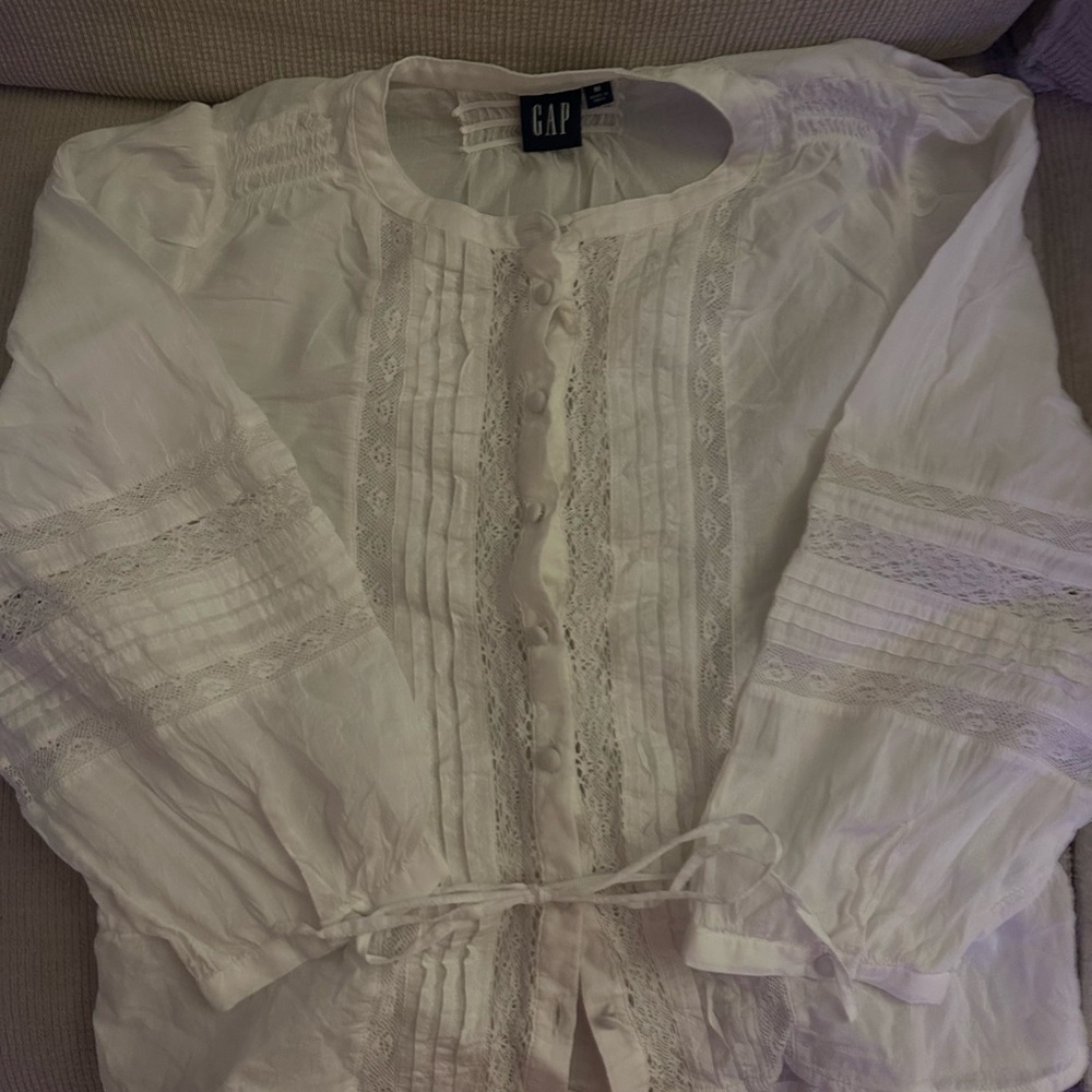 GAP Cream Lace Button-Up Top